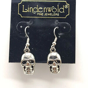 Lindenwold Silver Toned Skull Dangle Earrings Halloween Stranger Things Dia De L